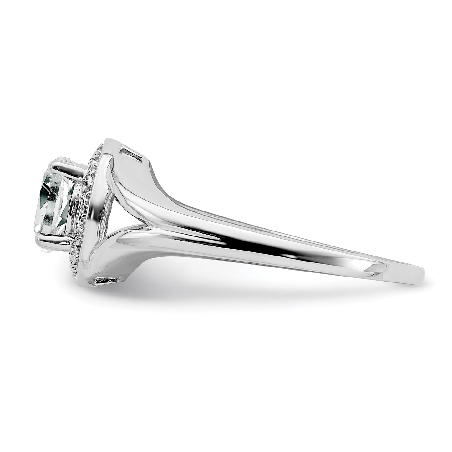 Sterling Silver Rhodium-Plated Diam. & White Topaz Ring