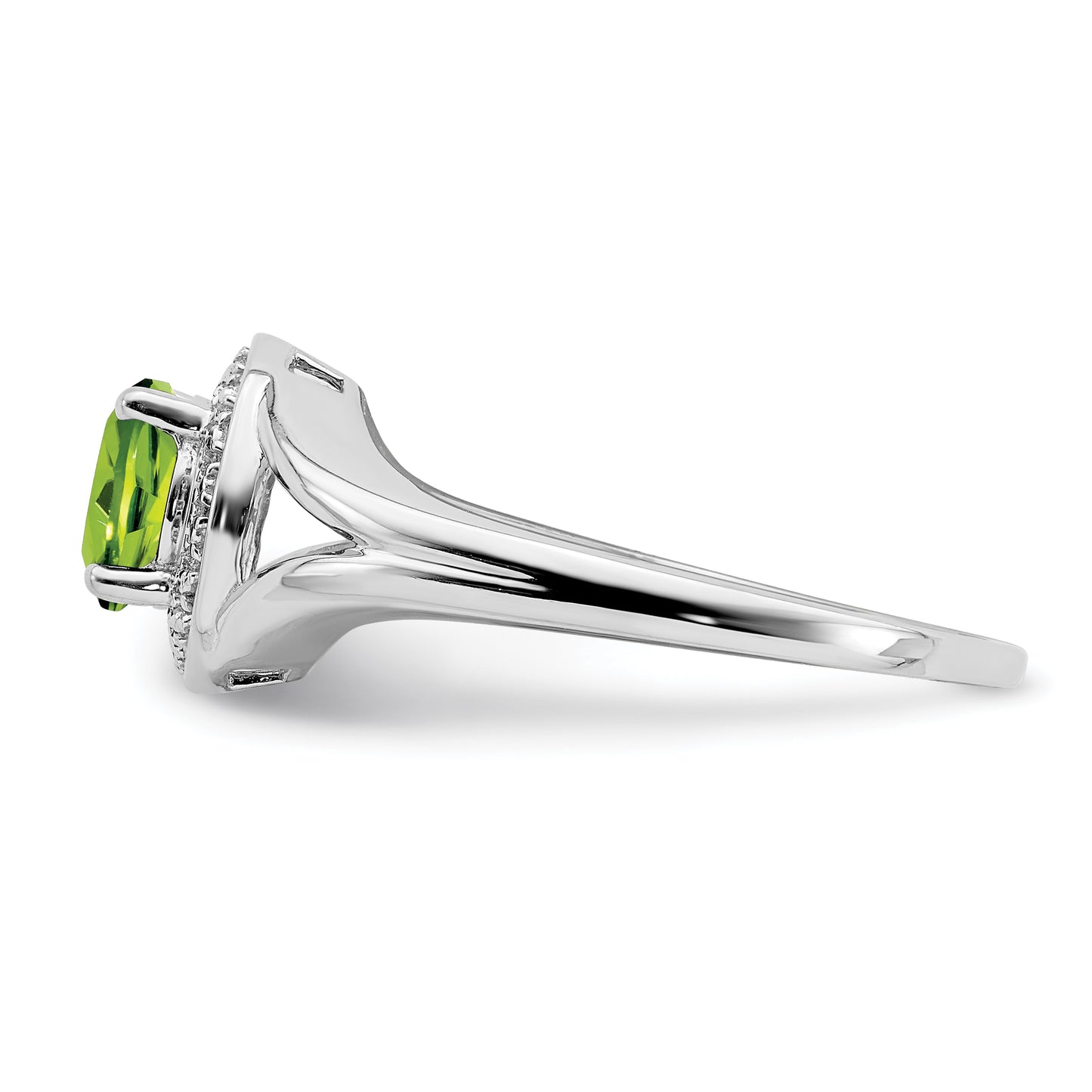 Sterling Silver Rhodium-Plated Diam. & Peridot Ring