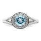 Sterling Silver Rhodium-Plated Diam. & Aquamarine Ring