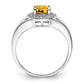 Sterling Silver Rhodium-Plated Diam. & Citrine Ring