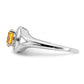 Sterling Silver Rhodium-Plated Diam. & Citrine Ring