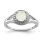 Sterling Silver Rhodium-Plated Diam. & Created Opal Ring