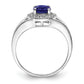 Sterling Silver Rhodium-Plated Diam. & Created Sapphire Ring