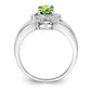 Sterling Silver Rhodium-Plated Diam. & Peridot Ring