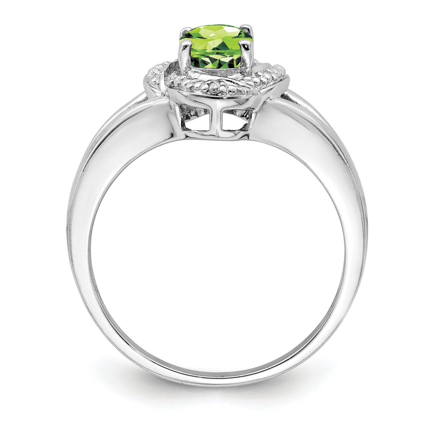 Sterling Silver Rhodium-Plated Diam. & Peridot Ring