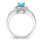 Sterling Silver Rhodium-Plated Diam. & Blue Topaz Ring