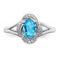 Sterling Silver Rhodium-Plated Diam. & Blue Topaz Ring