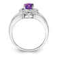 Sterling Silver Rhodium-Plated Diam. & Amethyst Ring