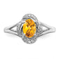 Sterling Silver Rhodium-Plated Diam. & Citrine Ring