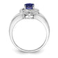 Sterling Silver Rhodium-Plated Diam. & Created Sapphire Ring