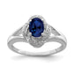 Sterling Silver Rhodium-Plated Diam. & Created Sapphire Ring