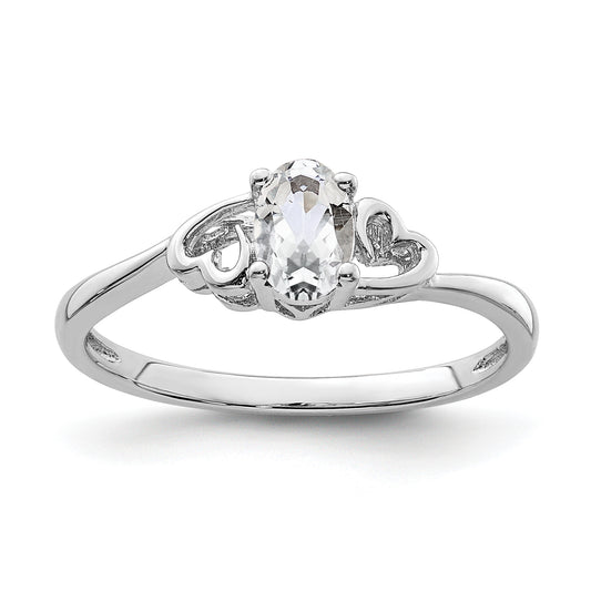 Sterling Silver Rhodium-Plated White Topaz Ring