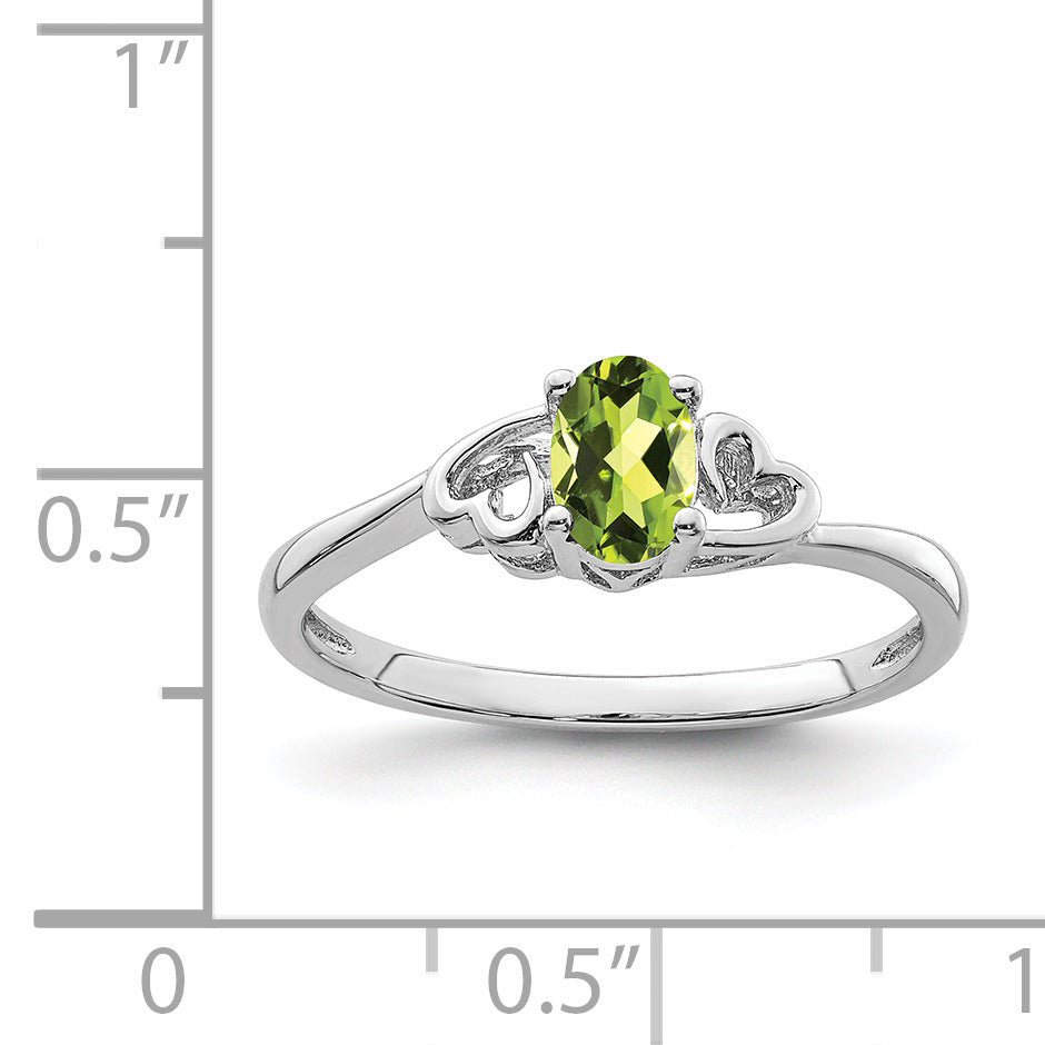 Sterling Silver Rhodium-Plated Peridot Ring