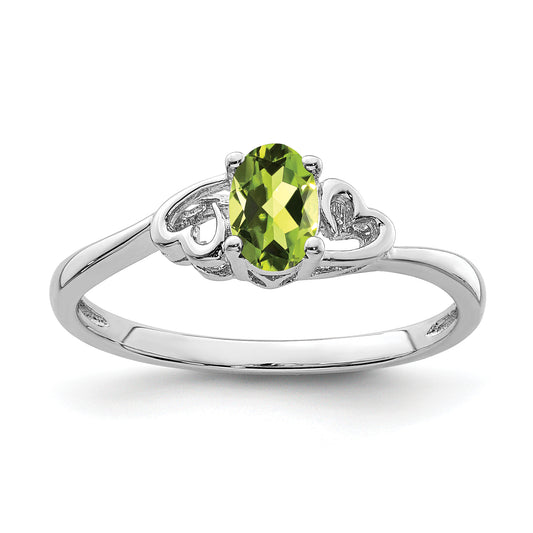 Sterling Silver Rhodium-Plated Peridot Ring