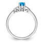 Sterling Silver Rhodium-Plated Light Swiss Blue Topaz Ring