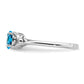 Sterling Silver Rhodium-Plated Light Swiss Blue Topaz Ring