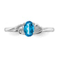 Sterling Silver Rhodium-Plated Light Swiss Blue Topaz Ring