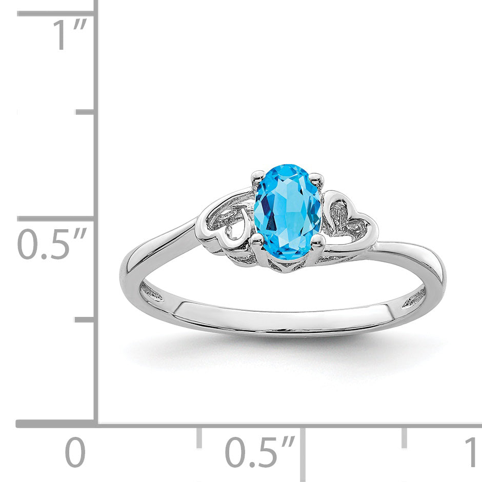 Sterling Silver Rhodium-Plated Light Swiss Blue Topaz Ring