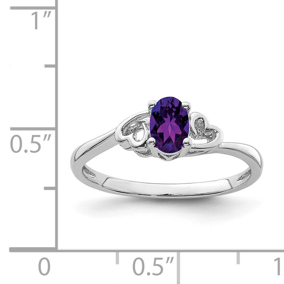 Sterling Silver Rhodium-Plated Amethyst Ring