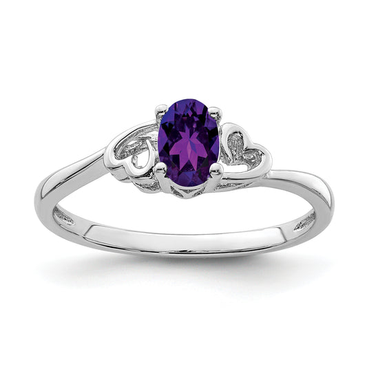 Sterling Silver Rhodium-Plated Amethyst Ring