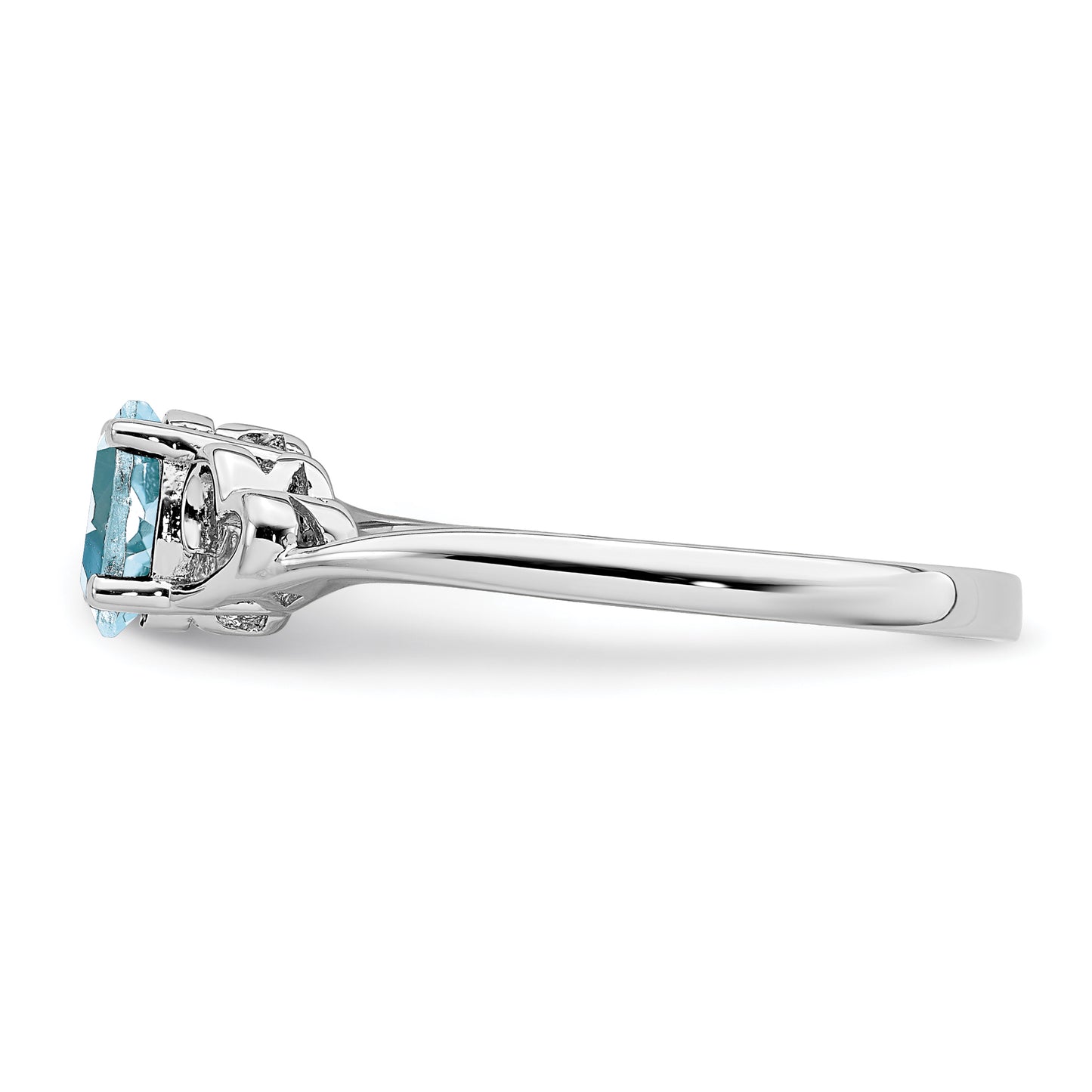 Sterling Silver Rhodium-Plated Aquamarine Ring