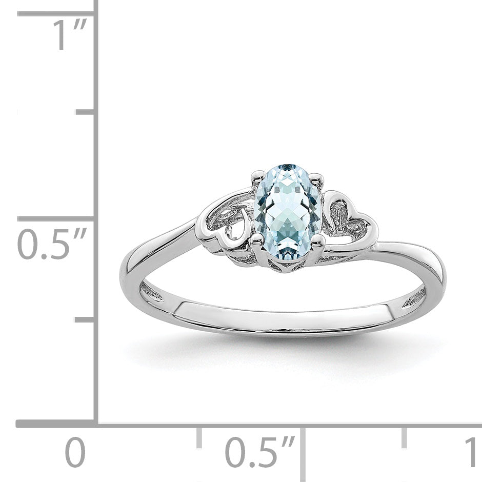 Sterling Silver Rhodium-Plated Aquamarine Ring