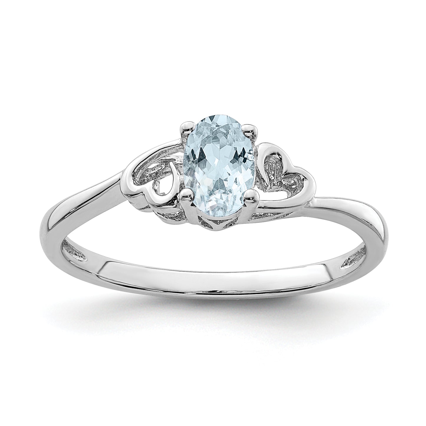 Sterling Silver Rhodium-Plated Aquamarine Ring