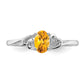 Sterling Silver Rhodium-Plated Citrine Ring