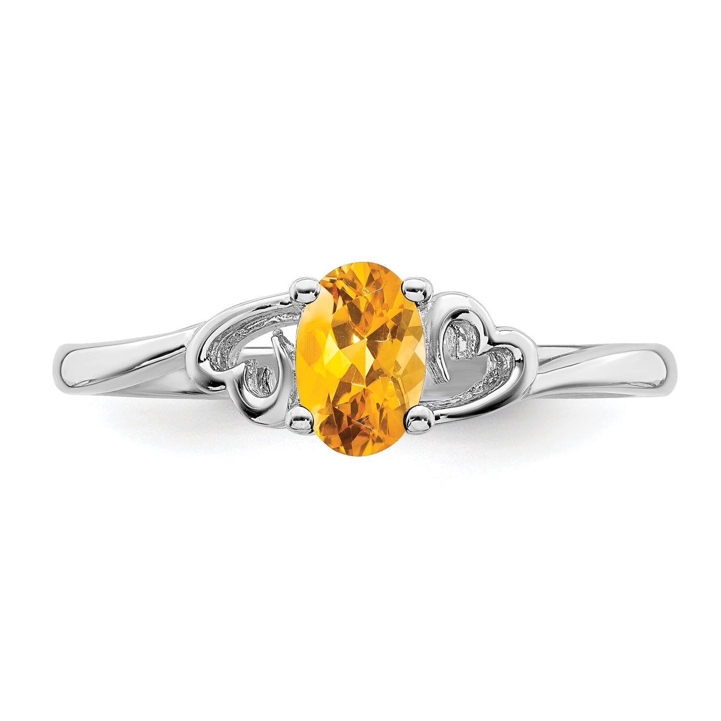 Sterling Silver Rhodium-Plated Citrine Ring