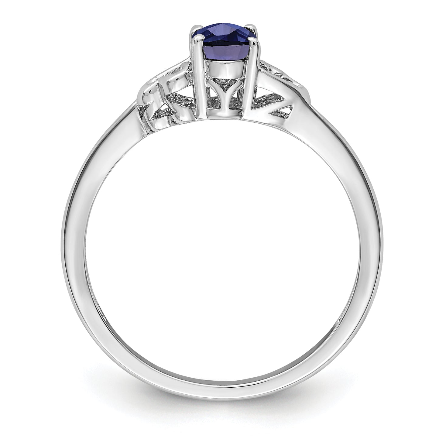 Sterling Silver Rhodium-Plated Created Sapphire Ring