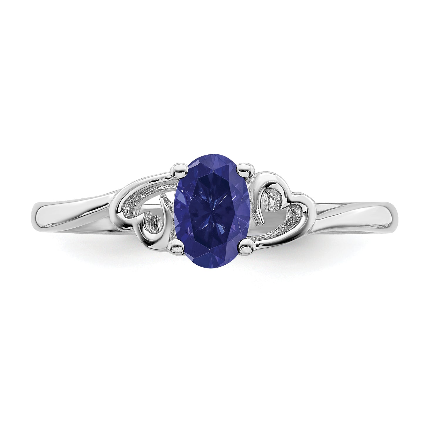 Sterling Silver Rhodium-Plated Created Sapphire Ring