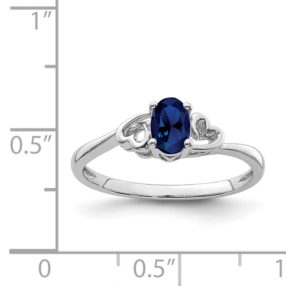 Sterling Silver Rhodium-Plated Created Sapphire Ring