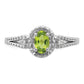 Sterling Silver Rhodium-Plated Peridot & Diam. Ring