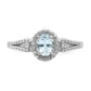 Sterling Silver Rhodium-Plated Aquamarine & Diam. Ring