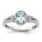 Sterling Silver Rhodium-Plated Aquamarine & Diam. Ring