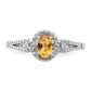 Sterling Silver Rhodium-Plated Citrine & Diam. Ring