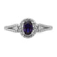 Sterling Silver Rhodium-Plated Created Sapphire & Diam. Ring