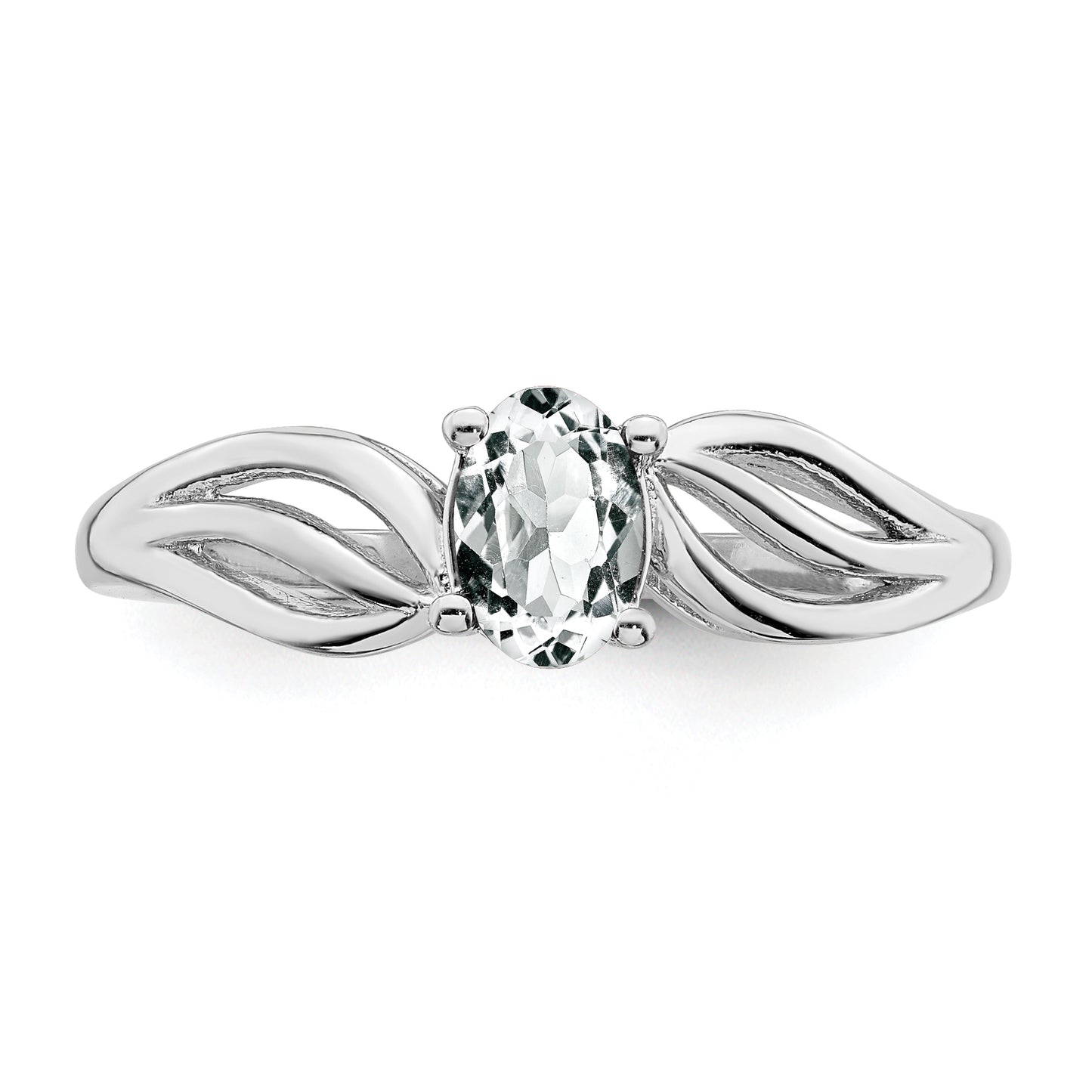 Sterling Silver Rhodium-Plated White Topaz Ring