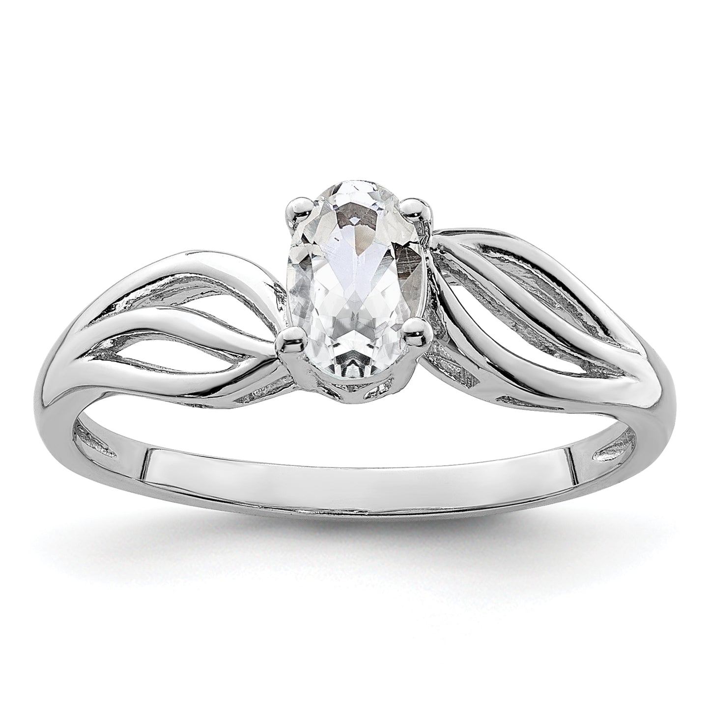 Sterling Silver Rhodium-Plated White Topaz Ring