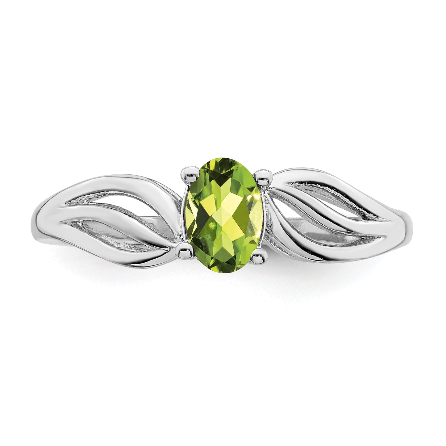 Sterling Silver Rhodium-Plated Peridot Ring