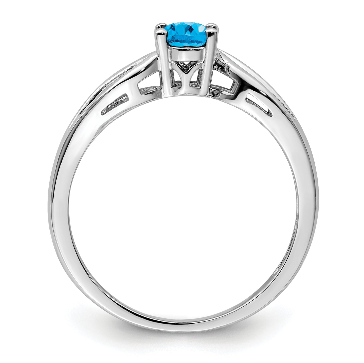 Sterling Silver Rhodium-Plated Light Swiss Blue Topaz Ring