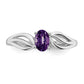 Sterling Silver Rhodium-Plated Amethyst Ring