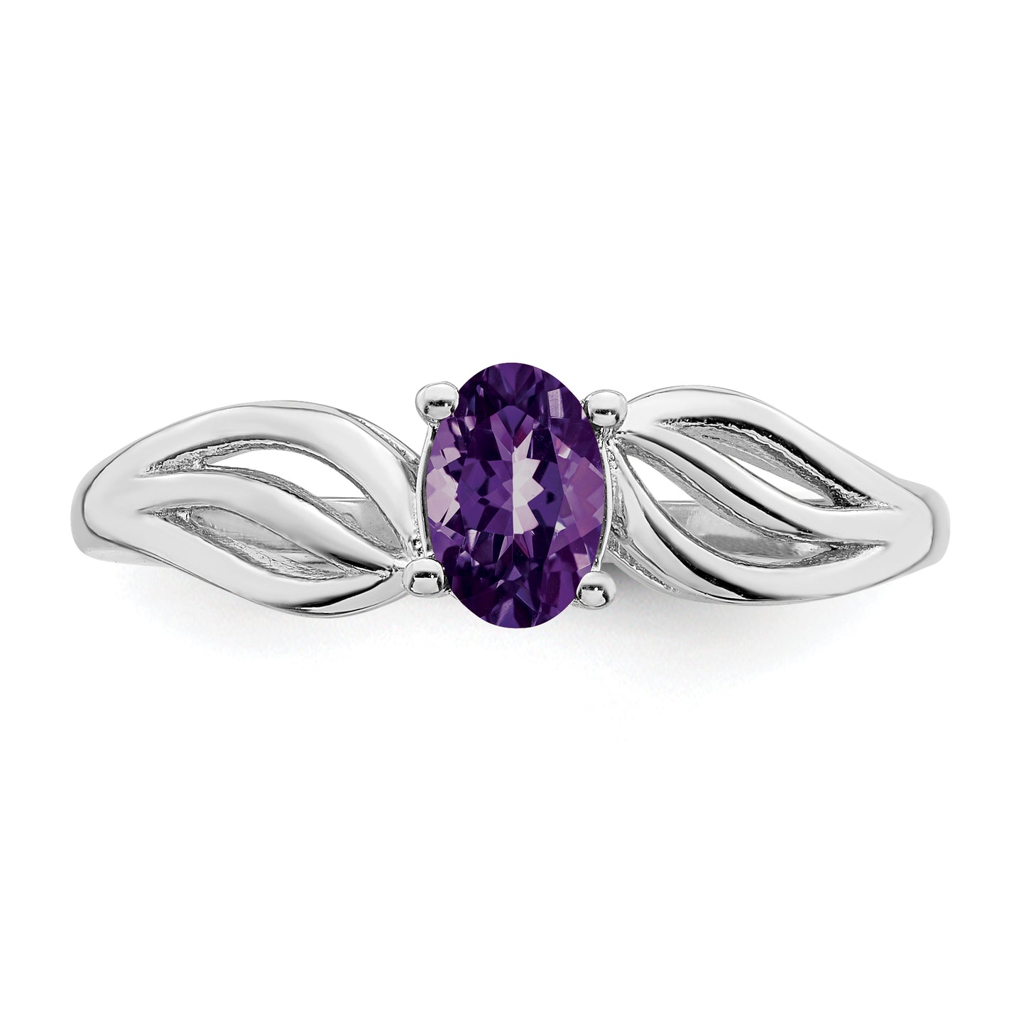 Sterling Silver Rhodium-Plated Amethyst Ring