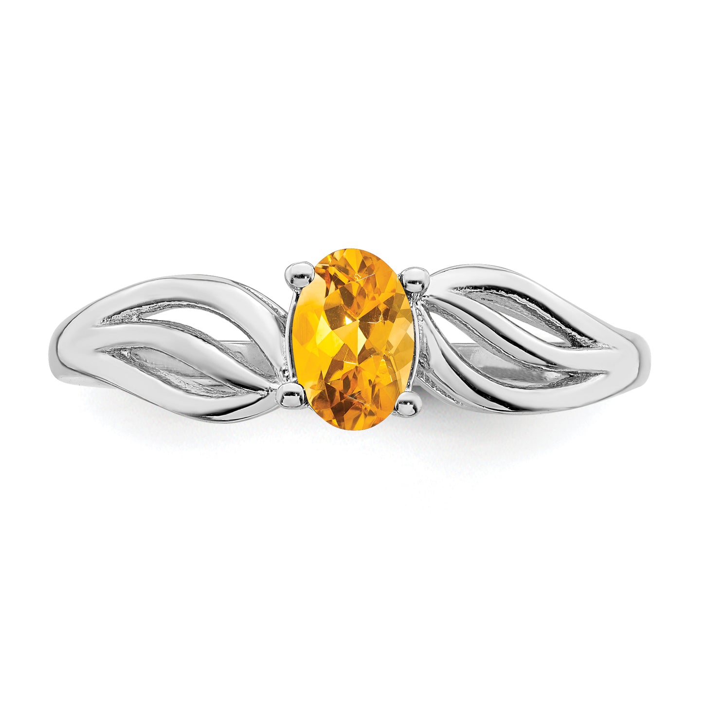 Sterling Silver Rhodium-Plated Citrine Ring