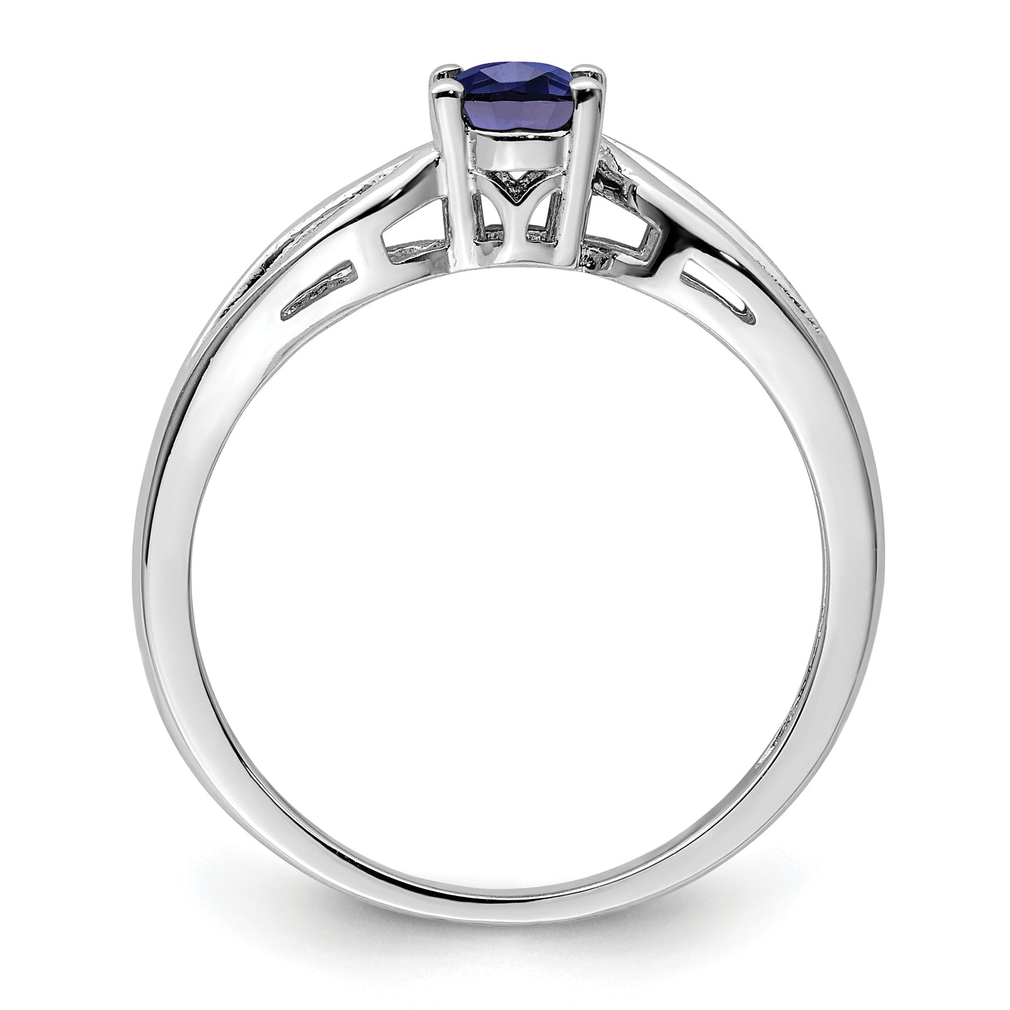 Sterling Silver Rhodium-Plated Created Sapphire Ring