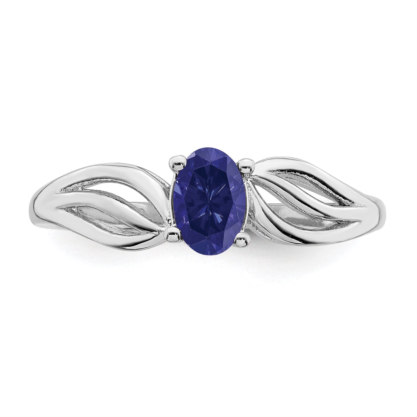 Sterling Silver Rhodium-Plated Created Sapphire Ring