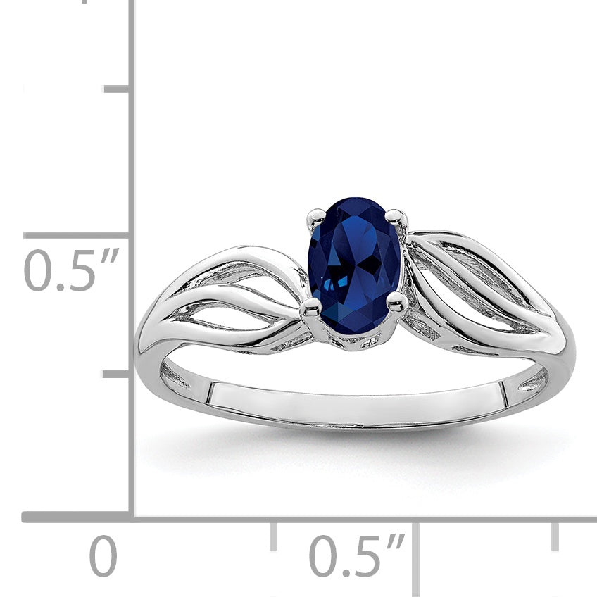 Sterling Silver Rhodium-Plated Created Sapphire Ring