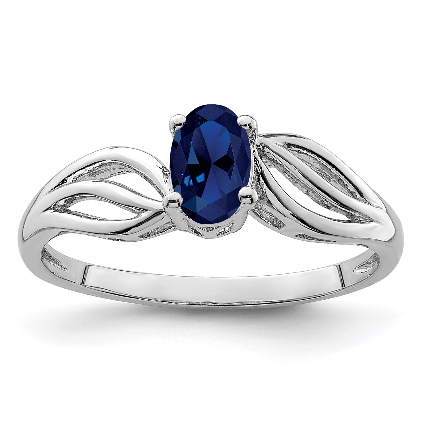 Sterling Silver Rhodium-Plated Created Sapphire Ring