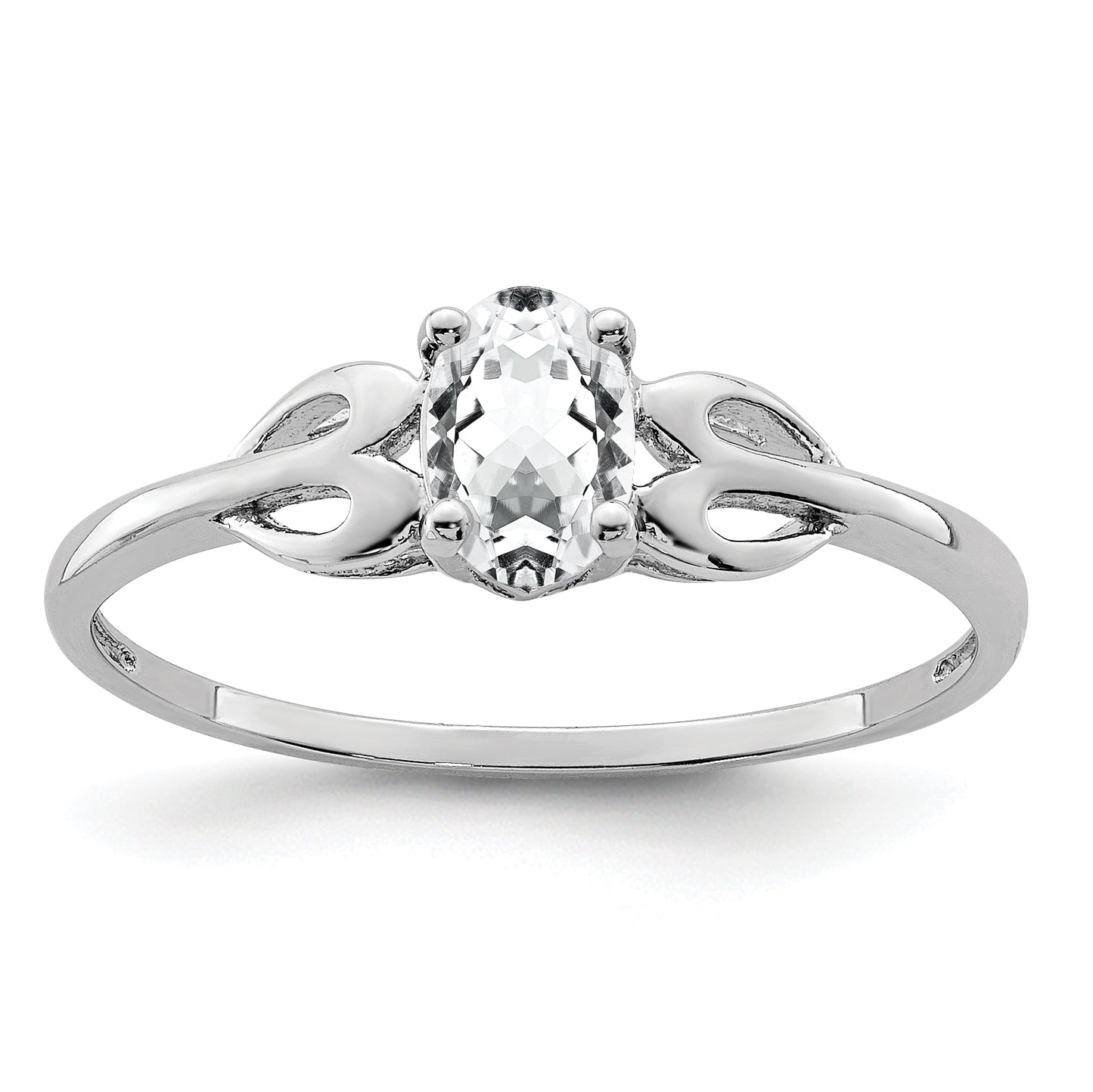 Sterling Silver Rhodium-Plated White Topaz Ring