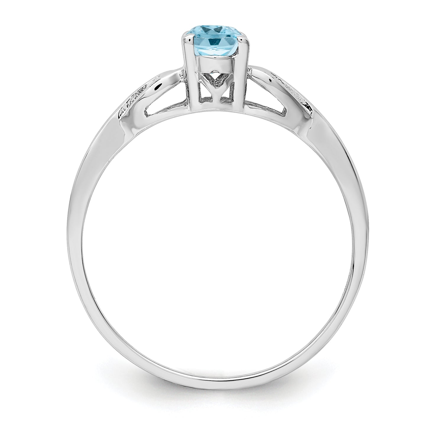 Sterling Silver Rhodium-Plated Light Swiss Blue Topaz Ring